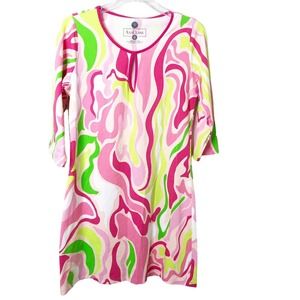 AnaClare NWT Bridget V-Neck 3/4 Sleeve Shift Dress Marbling Color Size Medium
